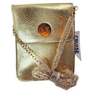 Gold Vegan Leather PU Crossbody Bag by Cruise Club New w/Tag